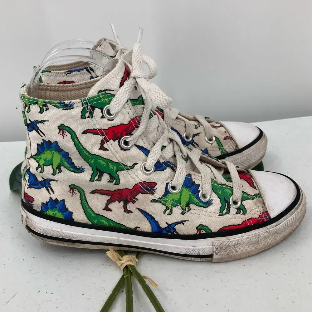 Converse All Star Dinoverse White Red Green Blue Dinosaur High Top Youth Shoes